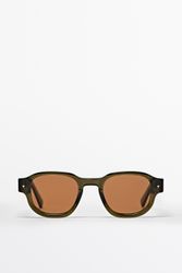 Massimo Dutti - Male - Geometriske Solbriller - Kaki - 01