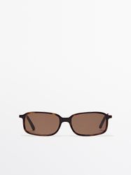 Massimo Dutti - Female - Rektangulære Solbriller - Brun - 01