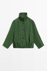 Massimo Dutti - Female - Bomberjakke I Funktionsstof - Grøn - L