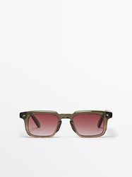 Massimo Dutti - Male - Smal Rektangulær Solbrille - Brun - 01