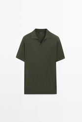Massimo Dutti - Male - Polotrøje I 100 % Bomuld Med Intarsia - Grøn - Xxl