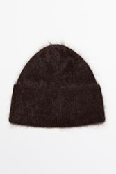 Massimo Dutti - Female - Strikket Beanie-Hue I 100 % Kashmir - Brun - 01
