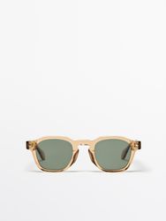 Massimo Dutti - Herre - Geometriske Solbriller - Gul - 01