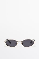 Massimo Dutti - Female - Ovale Solbriller I Metal - Sølv - 01