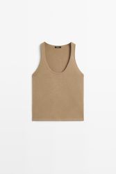 Massimo Dutti - Female - Strikket Top I Uldblanding Med Rund Hals - Grøn - Xs