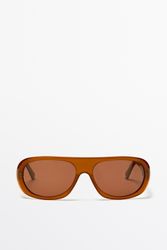 Massimo Dutti - Female - Wrap-Around Solbriller - Karamelfarvet - 01