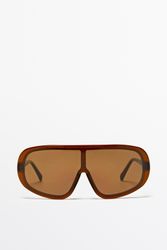 Massimo Dutti - Female - Maxi Wraparound-Solbriller - Karamelfarvet - 01