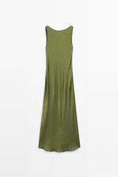 Massimo Dutti - Female - Flydende Midikjole - Grøn - Xs
