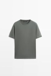 Massimo Dutti - Male - Kortærmet T-Shirt I 100 % Bomuld - Grøn - Xxl