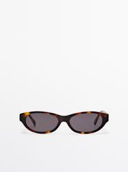 Massimo Dutti - Female - Smalle Solbriller Med Skildpaddeskjoldseffekt - Brun - 01