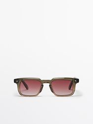 Massimo Dutti - Herre - Narrow Rectangular Sunglasses - Brun - 01
