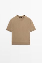 Massimo Dutti - Female - Striktrøje I Uldblanding Med Korte Ærmer - Grøn - Xs