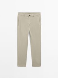 Massimo Dutti - Herre - Slim Fit Bukser I Bomuldsblanding - Grøn - 48