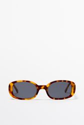 Massimo Dutti - Female - Ovale Solbriller Med Imiteret Skildpaddeskjold - Lys Blå - 01