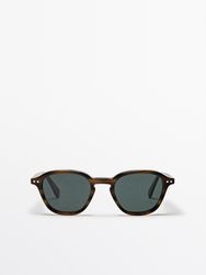 Massimo Dutti - Herre - Runde Solbriller - Grøn - 01
