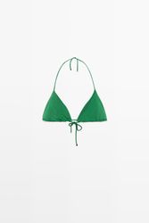 Massimo Dutti - Female - Trekantet Bikini-Bh Med Glimmer - Grøn - S