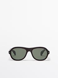 Massimo Dutti - Male - Pilotsolbriller - Brun - 01