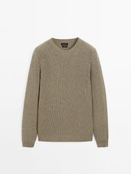 Massimo Dutti - Herre - Ribstrikket Trøje I 100 % Bomuld - Grøn - M