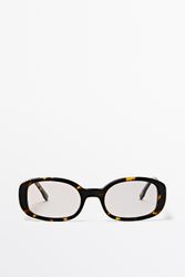 Massimo Dutti - Female - Ovale Solbriller Med Skildpaddeskjoldseffekt - Brun - 01