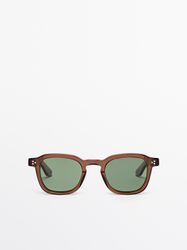 Massimo Dutti - Male - Runde Solbriller - Brun - 01