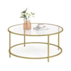 Soffbord, 84x84x45,5 cm, Guld