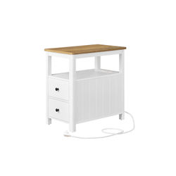 Sidebord, 60x35x60 cm, Brun Hvit