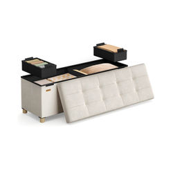 Oppbevaringsbenk, 38x110x40 cm, Beige
