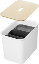 SmartStore Collect - sorteringssæt med trælåg, 76 L, hvid