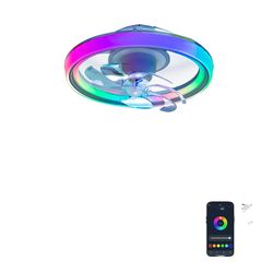 Takfläkt, Smart Kontroll, RGB Belysning,Takfläktlampa