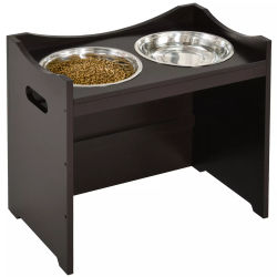 Justerbar Hundeskål Foderstation i Rustfri Stål, MDF - Brun/Beige, 54x31.5x47cm
