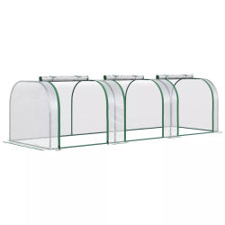 Folievæksthus, Gennemsigtig PVC, Stålramme, Tunnel Drivhus med Døør, 295 x 100 x 80 cm