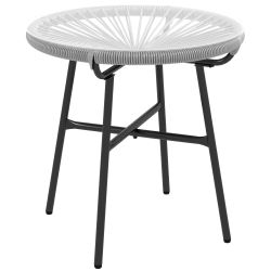 rattan sidebord bistrobord, sofabord med glasplade, rundt, til terrasse, altan, sort+grå, 50x50x50cm