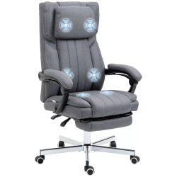 Vinsetto hierova toimistotuoli, ergonominen työtuoli, pellava, harmaa
