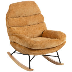 HOMCOM Vadderad Gungstol med St2?lben, Chenille (Polyester), Gul