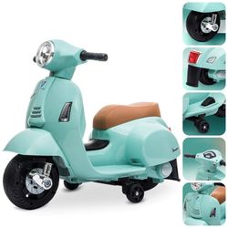 Sun Baby Elscooter för barn Vespa Mini 6V 30W, 18 m+, LED, stödhjul, mint (licens Vespa)