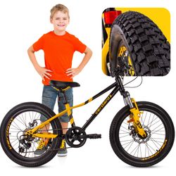 sun baby VERDANT BIKE Børnecykel 20 tommer - 6 gear Shimano - let aluminium, ringeklokke, sidestøtteben - Sort Gul