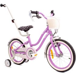 sun baby HEART BIKE Børnecykel 16 tommer - Kurv, Håndtag, Støttehjul - Lilla