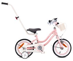 sun baby HEART BIKE Børnecykel 12 tommer - Kurv, Håndtag, Støttehjul - Rosa