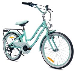 sun baby HEART BIKE Børnecykel 20 tommer - 6 gear, V-bremser, bagagebærer, skærme, justerbart styr og sadel - Mint