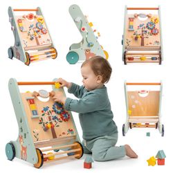 Sun Baby trækkvogn/gåvogn GIGANT XXL 48 cm - sorter, perler, klodser, tandhjul, spejl