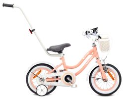 Heart Bike Flickcykel för en flicka 12 14 16 tum, Barncykel 2-6 år, Barncykel med stödhjul, pushbar, justerbar sadel och styre (Aprikos, 12 tum)