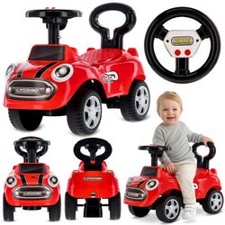 Sun Baby GO GO Fashion gåbil-push-trækvogn rød, 12m+, rat med lyde, styrebegrænser, bæreevne 25 kg