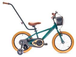 sun baby VERDANT BIKE Børnecykel 16 tommer - V-bremser, støttehjul, kurv, ringeklokke - Grøn