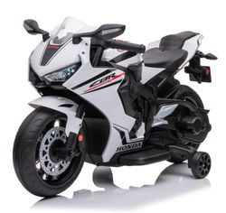 Honda CBR 1000RR motorcykel med batteri, ridebil 12V, ljus och ljud, vit, Sun Baby