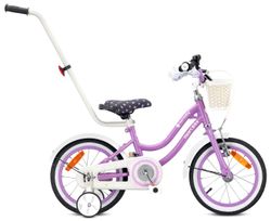 Heart Bike Flickcykel för en flicka 12 14 16 tum, Barncykel 2-6 år, Barncykel med stödhjul, pushbar, justerbar sadel och styre (Lila, 14 tum)