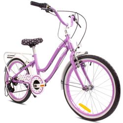 sun baby HEART BIKE Børnecykel 20 tommer - 6 gear, V-bremser, bagagebærer, skærme, justerbart styr og sadel - Lilla