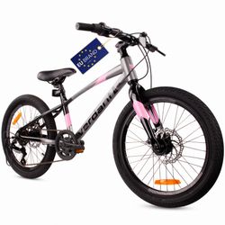sun baby VERDANT BIKE Børnecykel 20 tommer - 6 gear Shimano - let, aluminiumsramme, skivebremser, ringeklokke - Grafit Rosa