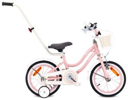 sun baby HEART BIKE Børnecykel 14 tommer - Kurv, Håndtag, Støttehjul - Silver Moon Pink