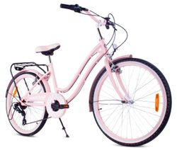 sun baby HEART BIKE Børnecykel 24 tommer - 7 gear Shimano -bagagebærer, metalskærme, V-bremse, kædeskærm - Rosa