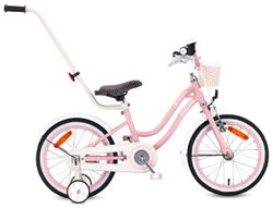 sun baby HEART BIKE Børnecykel 16 tommer - Kurv, Håndtag, Støttehjul - Silver Moon Pink